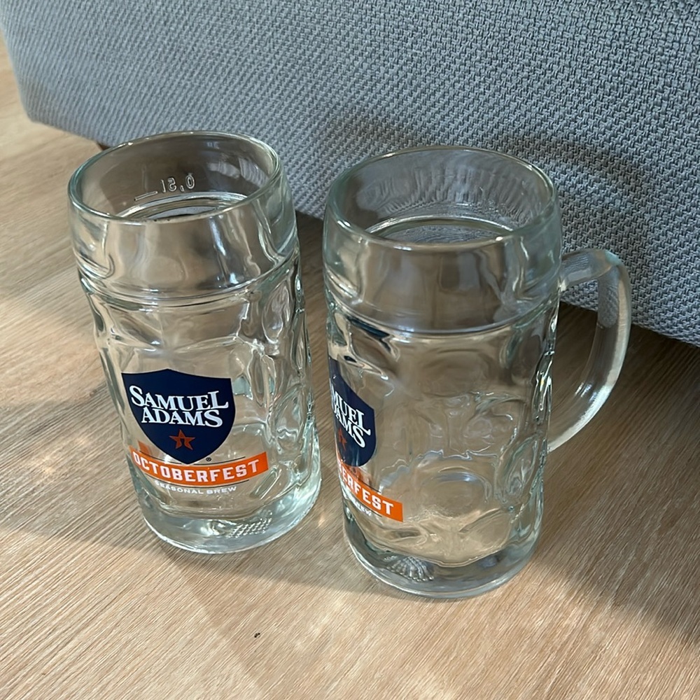 2 Sam Adams Octoberfest Steins mugs glassses glass cups